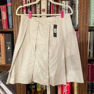 Theory Tan Pleated A-Line Work Skirt